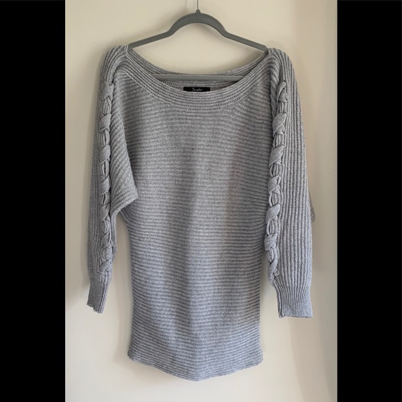 Simplee Sweaters - Grey Off The Shoulder Sweater